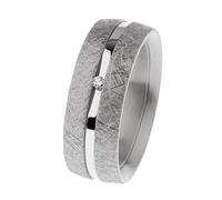 Ernstes Design Ring R791 Matte Stainless Steel Brilliant 0.02 ct