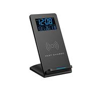 ERNZI Qi Wireless Charger with Digital Alarm Clock, Phone holder, White Bedside Night Light, LED Display Clock, USB Port Charging Port for iPhone Samsung Android