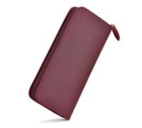 erofa Leather Fountain Pen Case, Crazy Horse Leather Wine Color, 3 Divided Slots, Zippered Pen Case Pouch, Handmade Display Holder for Rollerball Pen