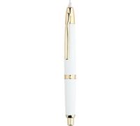 erofa Majohn A1 Press Fountain Pen Fine Nib with Box, Retractable White Metal Ink Pen with Converter Writing Set (Golden Clip Version)
