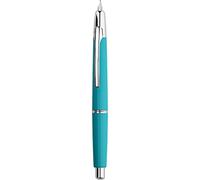 erofa Majohn A2 Press Fountain Pen Extra Fine Nib with Box, Retractable Lake Blue Resin Ink Pen with Converter Writing Set (Silver Clip Version)