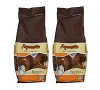 Erofili Small Carob Rusks from Crete - No Salt, Sugar or Yeast Added - 2 x 300g (600g Total) - High Fibre, Vegan, Natural Snack - Ideal for Salads, Dakos & Healthy Breakfasts