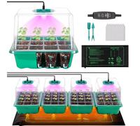 Erogeen 4-Pack Seed Starter Tray with Grow Light and Heat Mat, 48 Cells Seed Starter Kit with Adjustable Humidity Dome and Base, Germination Kit for Seed Growing Plant Propagation (4 Pack-green)