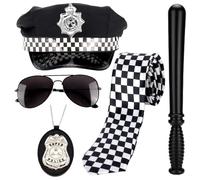 Erogeen Police Costume Accessories Police Hat Badge Sunglasses Set Halloween Cop Swat Costume (B-6pcs)