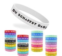 Eroionet Pack of 36 Motivational Bracelets, Inspirational Silicone Bracelets with 18 Styles, Positive Sayings, Motivational Silicone Bracelet, Rubber Bracelets Children, Party Bag Gifts for Children