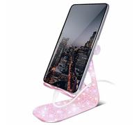 Erolagomat Bling Crystal Tablet Stand for Desktop,Glitter Adjustable Tablet Holder,Stand Dock Holder Compatible with iPad Pro 11,9.7,10.5,12.9 Air Mini 4 3 2, Kindle, Nexus,4-13" Tablets (Pink)