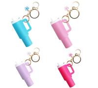 EROLPXE Mini Tumbler Keychain for Stanley Cup, Cute Mini Cup Keychain Chapstick Holder for Women Men Girls, Multicolor, 4 Pack