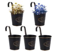 eROOSY 5PCS Metal Hanging Flower Pots with Detachable Hook, Balcony Flower Bucket Wall Planter Garden Planters, Metal Hanging Flower Pots With Drainage Hole for Balcony Fence Home Decor