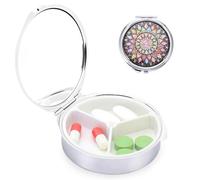 eROOSY Pill Case with Mirror - 3 Compartment Portable Medicine Case for Vitamins, Pills, Fish Oil and Earrings