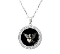 Eros Cupid God of Love Women's Necklaces Round Long Alloy Pendant Necklace Minimalist Tiny Jewelry Gift Silver-style