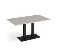 Eros rectangular dining table with flat black rectangular base and twin uprights 1400mm x 800mm - Light Grey