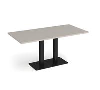 Eros rectangular dining table with flat black rectangular base and twin uprights 1600mm x 800mm - Light Grey