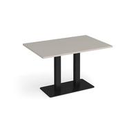 Eros rectangular dining table with flat brushed steel rectangular base and twin uprights 1200mm x 800mm -Light Grey