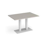 Eros rectangular dining table with flat white rectangular base and twin uprights 1200mm x 800mm - Light Grey