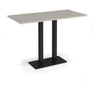 Eros rectangular poseur table with flat black rectangular base and twin uprights 1600mm x 800mm - Light Grey