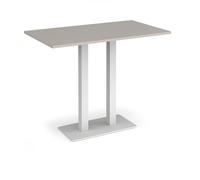 Eros rectangular poseur table with flat white rectangular base and twin uprights 1400mm x 800mm - Light Grey