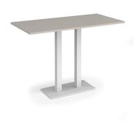 Eros rectangular poseur table with flat white rectangular base and twin uprights 1600mm x 800mm - Light Grey