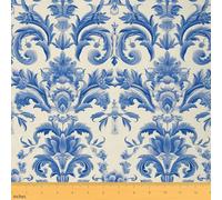 Erosebridal Adults Blue Damask Fabric by The Yard,Vintage Boho Abstract Floral Upholstery Fabric,Gothic Bohemian Decorative Fabric,Antique Victorian Baroque Indoor Outdoor Fabric,1 Yard Waterproof