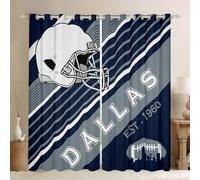 Erosebridal American Football 30%-50% Blackout Curtains, Curtains & Drapes 42''Wx63''L, Sports Window Curtains, White Navy Blue Striped Curtains for Men Husband Boyfriend Teenage Boys (Dallas)