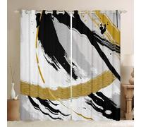 Erosebridal Black Grey Gold Blackout Curtains Brush Strokes Oil Painting Curtains Gradient Abstract Vintage Curtains & Drapes Ombre Graffiti Living Room Curtains, Contemporary Modern Window Treatments