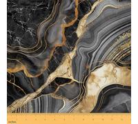 Erosebridal Black Marble Fabric by The Yard, Gold Crack Upholstery Fabric, Abstract Metallic Texture Decorative Fabric, Luxury Shinny Boho Hippie Fluid Craft Patchwork Indoor Outdoor Fabric, 1 Yard