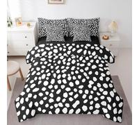 Erosebridal Black White Polka Dot 7-Piece Bedding Set Full Size Minimalists Boho Modern Bed in a Bag Watercolor Aesthetic Comforter Set with Sheets Graffiti Geometric Abstract Duvet Insert