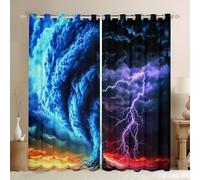 Erosebridal Blue Tornado Window Curtain Purple Lightning Dark Cloud Curtain Natural Disaster Window Treatments 42" Wx84 L for Kids Boys Girls,Scary Hurricane Curtains & Drapes for Children Teen