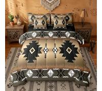 Erosebridal Boys Western Aztec Comforter Set 7 Pcs, Native Tribal Ethnic Bedding Set Queen Farmhouse Boho Geometric Sheet Sets Southwestern Ethnic American Native Bed in A Bag for Adult, Brown Black