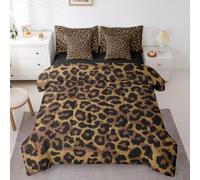 Erosebridal Brown Leopard Twin Size Comforter Sets 7 Pcs for Boys Cheetah Decor Bedding Sets African Safari Animal Sheet Set Cheetah Wildlife Bed in A Bag for Adult Women Teens Room