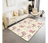 Erosebridal Cowgirl Western Living Room Rugs for Girls Girly Bow Decorative Carpet 3X5 Pink Bowknot Cow Area Rug for Kids Boys Teens Bedroom Decor Yellow Farmhouse Cowboy Rustic Indoor Floor Mat