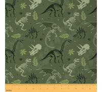 Erosebridal Dinosaur Fabric by The Yard Dinos Fossil Skull Upholstery Fabric for Chairs Ancient Animals DIY Art Material Colorful Dino Prehistoric Fossil Pattern,1 Yard,Green