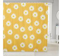 Erosebridal Flower Shower Curtain for Girls,Retro Daisy Fabric Shower Curtain 72" W X 78" L,Cute Room Decor for Teen Girls,Yellow and White Bath Curtains Colorful Boho Bathroom Accessories