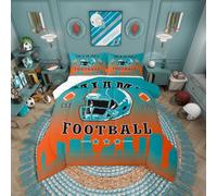 Erosebridal Football City Bedding Set Sports Rugby King Comforter Set for Kids Boys Girls Teen,American Football Sports Theme Comforter Unique City Silhouette Quilt(Miami)
