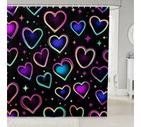 Erosebridal Girls Cute Heart Shower Curtain Glowing Hearts Bathroom Curtain for Women Kawaii Love Print Bath Curtain 72Wx84L Trippy Glitter Stars Shower Curtain Modern Girly Fashion Bathroom Decor