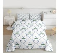 Erosebridal Golf Comforter Set Twin Size Golf Club Bedding Set Sport Game Athlete Grass Leaf Branches Down Comforter for Men, Room Decorative 2 Pieces Comforter with 1 Pillow Case, White