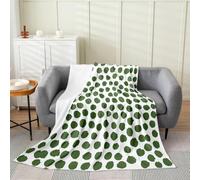 Erosebridal Green Polka Dot Flannel Blanket Queen 90x90 Minimalists Boho Modern Fleece Blanket Watercolor Aesthetic Fuzzy Plush Throw Graffiti Geometric Abstract Decor