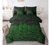 Erosebridal Halloween Jade Green 7 Piece Comforter Set Twin Bed in a Bag,Gothic Spider Web Bedding Sets for Kids Boys Girls Trippy Bats Wildlife Birds Halloween Decorations Sheet Set with Comforter