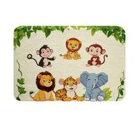 Erosebridal Kids Jungle Animal Bath Mat,Wild Animals Safari Bathroom Rug Set for Girls Boys,Zoo Animal Bath Rug 20"x32",Elephant Monkey Leopard Lion Door Mat Bathroom Decor for Home