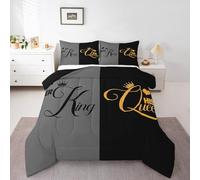 Erosebridal King and Queen Comforter Set Her King and His Queen Crown Bed Set,Romantic Valentine's Day King Bedding Set 50th, Couple Gifts for Him and Her