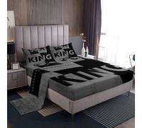 Erosebridal King Crown Bed Sheets Set Vintage Black and Gray Sheets,Romantic Valentine's Day Sheet Set Twin for Women,Couple Gifts for Him and Her