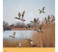 Erosebridal Mallard Duck Fabric by The Yard,Duck Hunting Themed Upholstery Fabric for Chairs,Mallard Duck Bird Decorative Fabric Rustic Famrhouse Natural Lake Scenery Quilt Fabric,Blue Brown,1 Yard