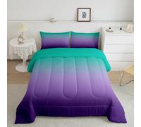 Erosebridal Purple and Teal Comforter Set Full for Girls Boys Kids,Rainbow Ombre Bedding Set Aesthetic Room Decor for Women Men,Abstract Gradient Comforter Sets Colorful Quilt Bed Set 3Pcs