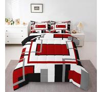 Erosebridal Red Black White Abstract Geometric Comforter Set Full,Aesthetics Art Modern Bedding for Minimalist,Mid Century Modern Quilt for Kids Teens Adults,Contemporary Boho Striped Duvet Insert