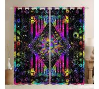 Erosebridal Sun Tie Dye Window Curtains Cosmic Moon Sun Constellations Horoscopes Curtains Psychedelic Galaxy Astrology Blackout Curtains Bohemian Boho Hippie Hippy Window Treatments 84W x 63L