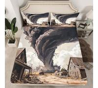 Erosebridal Tornado Fitted Sheet Natural Disaster Theme Bedding Set Scary Hurricane Bed Sheets Twin Size for Kids Boys Girls,Broken Countryside Cabin Sheets Room Decor