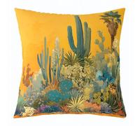 Erosebridal Tropical Cactus Throw Pillow Cover 20x20 Inch,Abstract Yellow Green Succulent Plants Pillow Cover Watercolor Wild West Cushion Case,Desert Botanical Decorative Pillow Cover