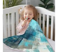 Erosebridal Turquoise and Grey Blanket for Youth Adult,Grunge Teal Ombre Throw Blanket All Season,Vintage Watercolor Artwork Fleece Blanket Bedroom Decor,Contemporary Flannel Blanket,Baby 30x40