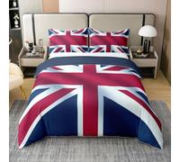 Erosebridal Union Jack 100% Cotton Duvet Cover Twin Size, Retro United Kingdom Flag Comforter Cover for Kids Boys Girls, Vintage London Microfiber Bedding Set for Bed, Red Blue England Quilt Cover