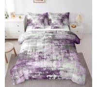 Erosebridal Watercolor Comforter Set 7 Pcs,Modern Abstract Bedding Set for Girls Boys Kids Teens,Ombre Gradient Tie Dye Batik Sheet Set,Gradient Grunge Artwork Quilted Duvet (Lilac Grey,Full)