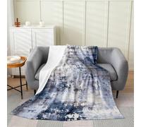 Erosebridal Watercolor Throw Blanket,Modern Abstract Fleece Blanket for Couch Crib Chair,Navy Blue Tie Dye Ombre Flannel Blanket,Contemporary Grunge Aesthetic Bed Blanket (Navy Blue Grey,Throw 50x60)